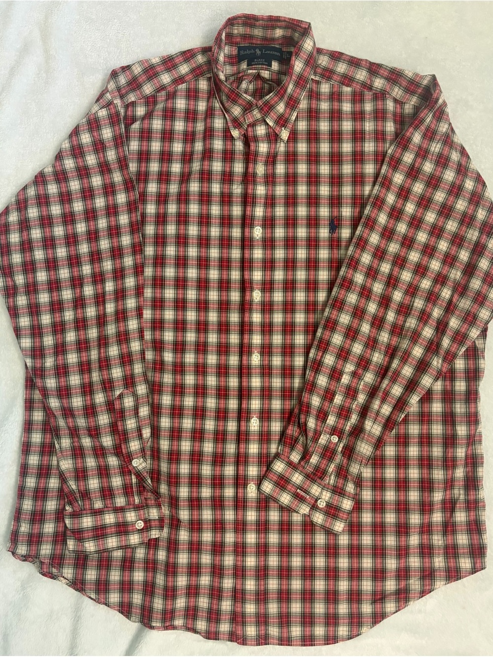 Ralph Lauren Red and White Plaid Button-Down Shirt